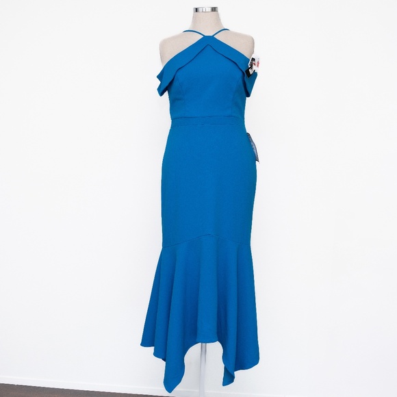 XSCAPE - Halter Neck Scuba Crepe Gown - Picture 2 of 11